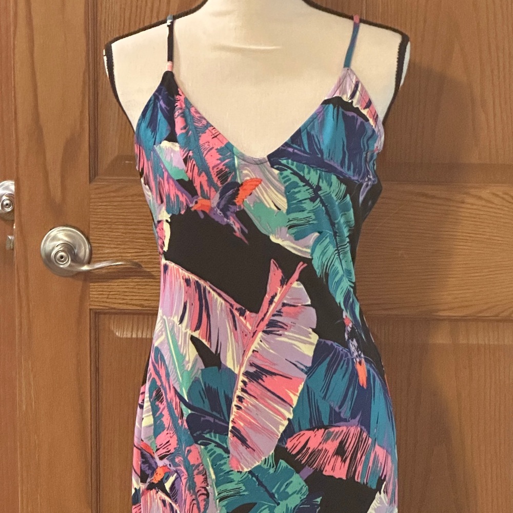 VENUS Tropical Print Mini Dress - Black, Pink, Blue, Green